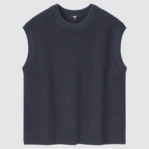 Uniqlo Womens Side Slit Vest Knitted - Size Small Gray